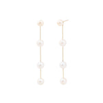 Pearl Station Snake Chain Studs 14k Gold Filled, White Pearl