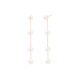 Pearl Station Snake Chain Studs 14k Gold Filled, White Pearl