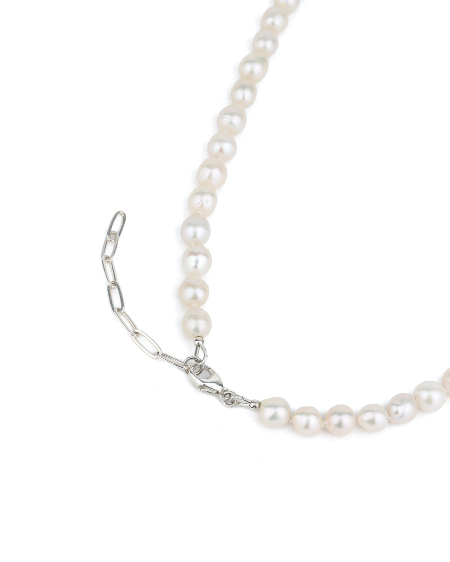 Poppy Rose-Baroque Pearl Necklace-Necklaces-Sterling Silver, White Pearl-Blue Ruby Jewellery-Vancouver Canada