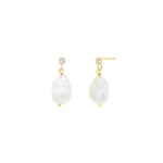 Pearl Drop CZ Studs 14k Gold Filled, White Pearl