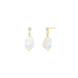 Pearl Drop CZ Studs 14k Gold Filled, White Pearl