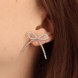 Beaded Short Bow Studs Sterling Silver