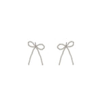 Beaded Short Bow Studs Sterling Silver