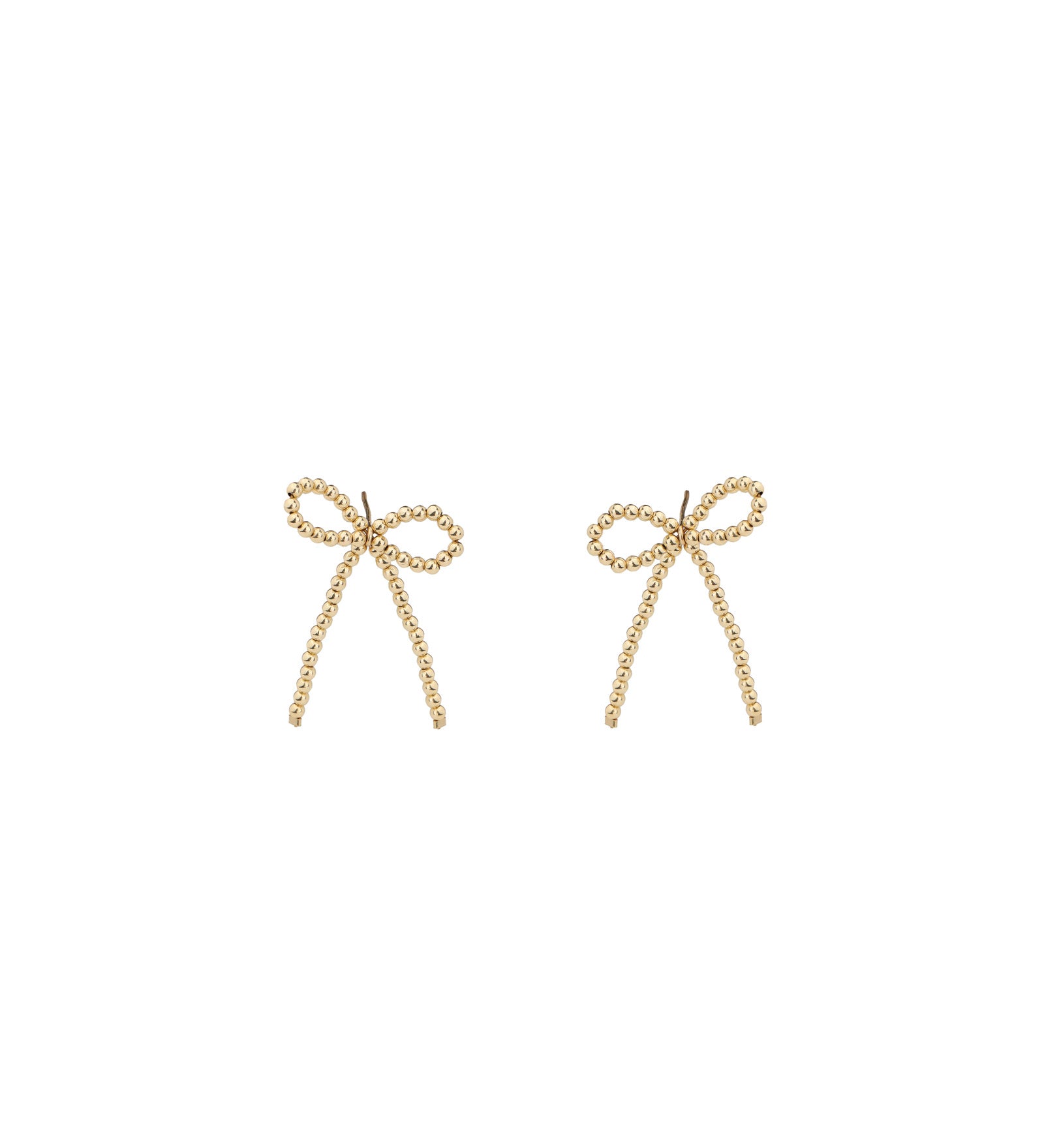 Beaded Short Bow Studs 14k Gold Filled