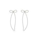 Beaded Long Bow Studs Sterling Silver