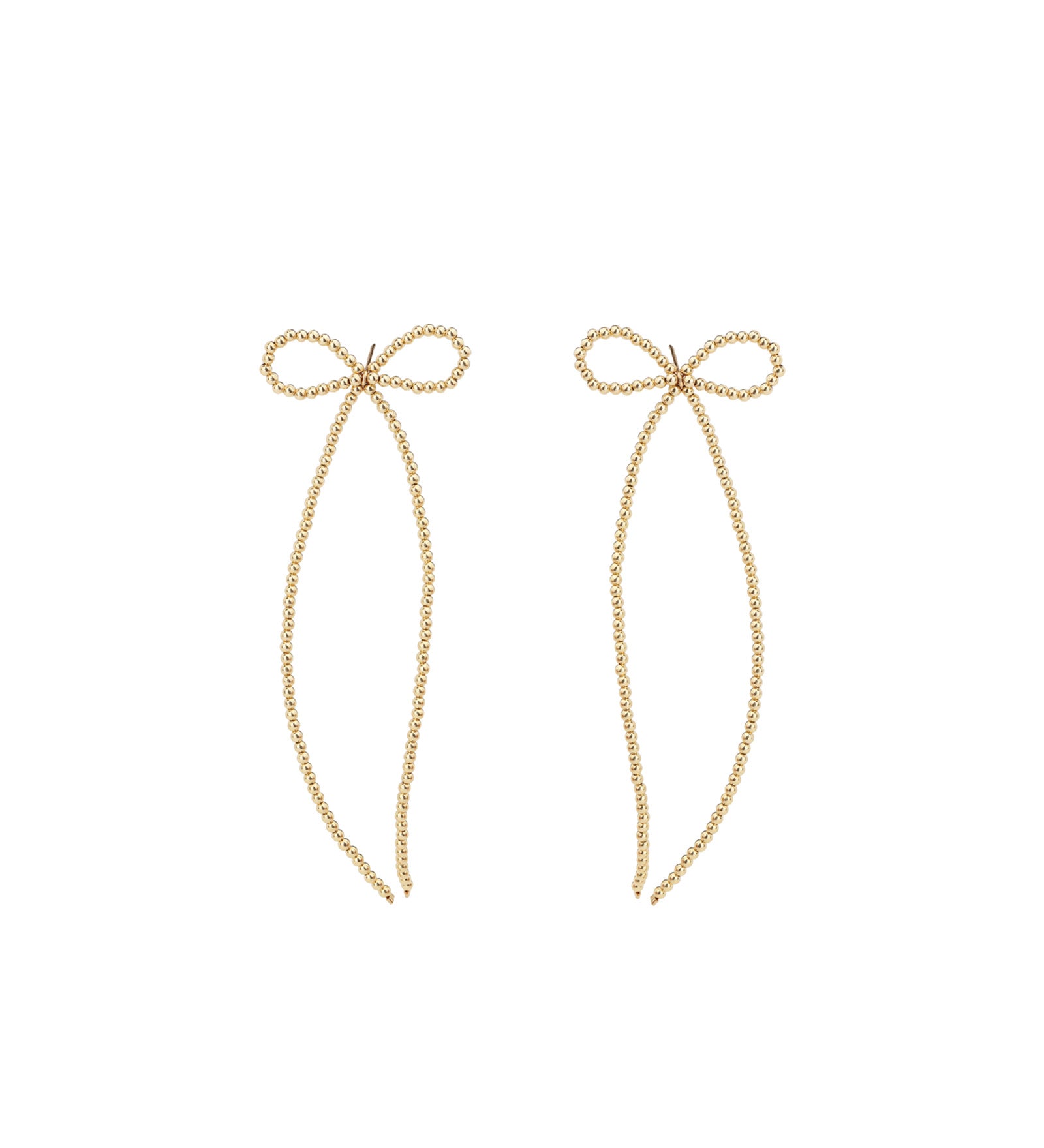 Beaded Long Bow Studs 14k Gold Filled