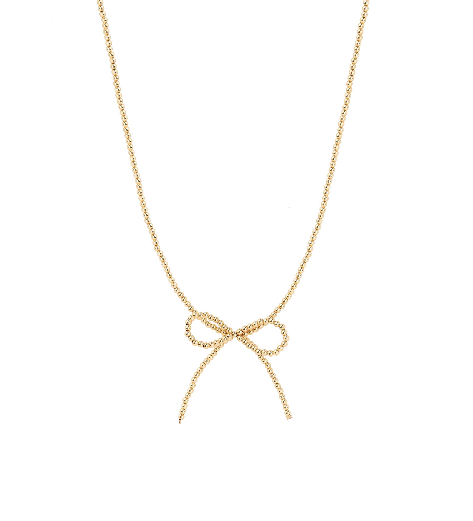 Beaded Bow Necklace 14k Gold Filled