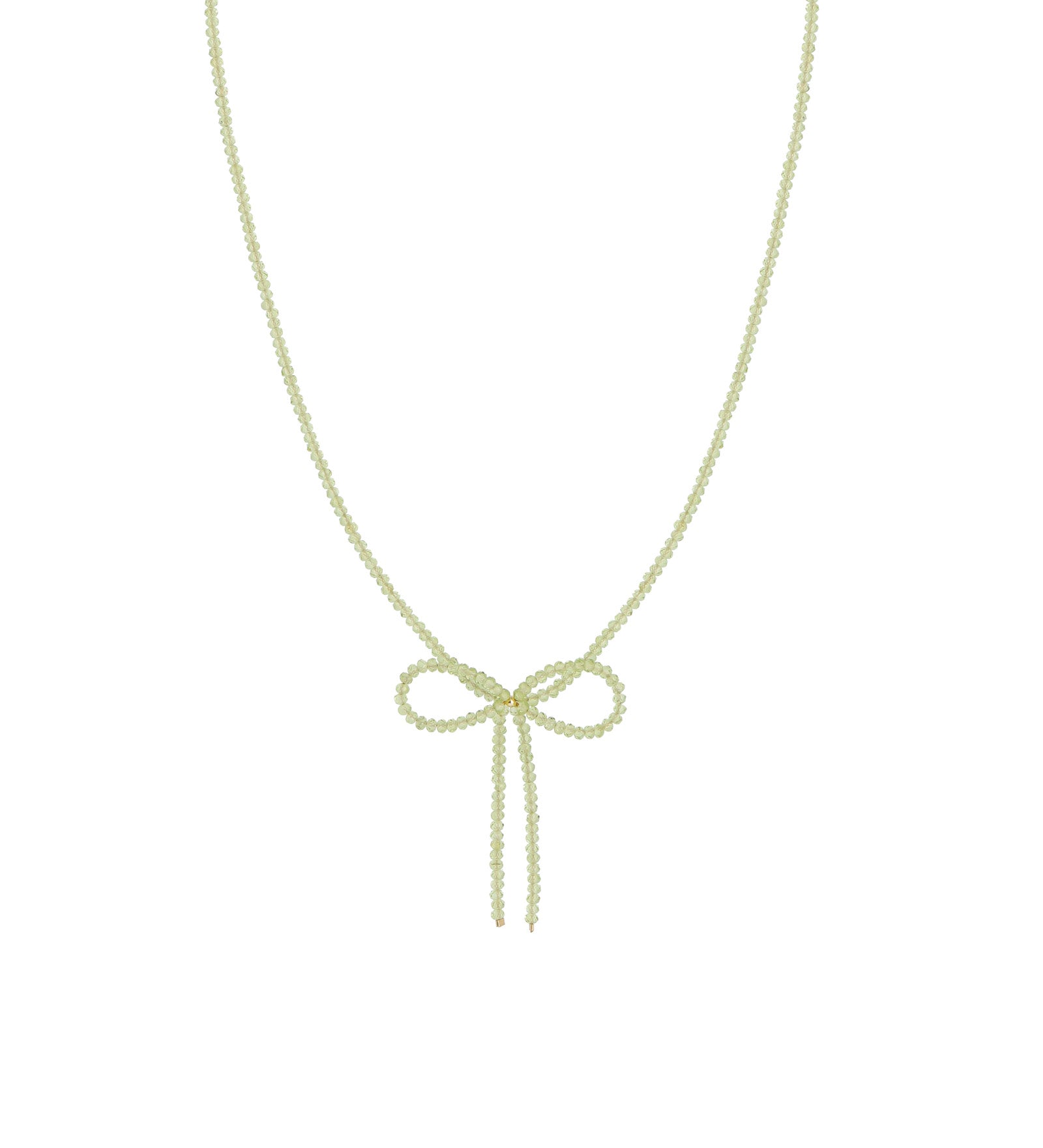 Peridot Bow Necklace 14k Gold Filled, Peridot