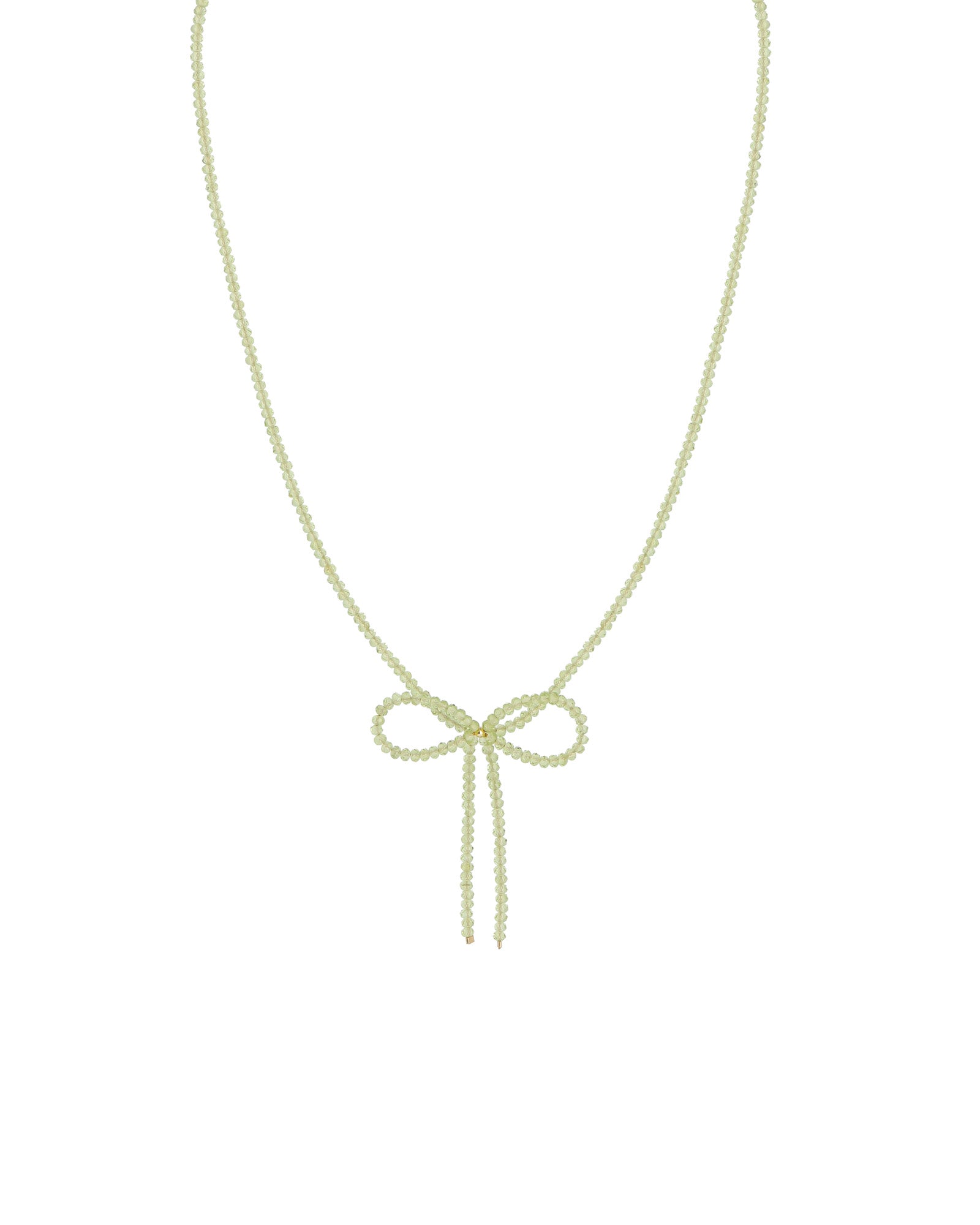 Peridot Bow Necklace 14k Gold Filled, Peridot