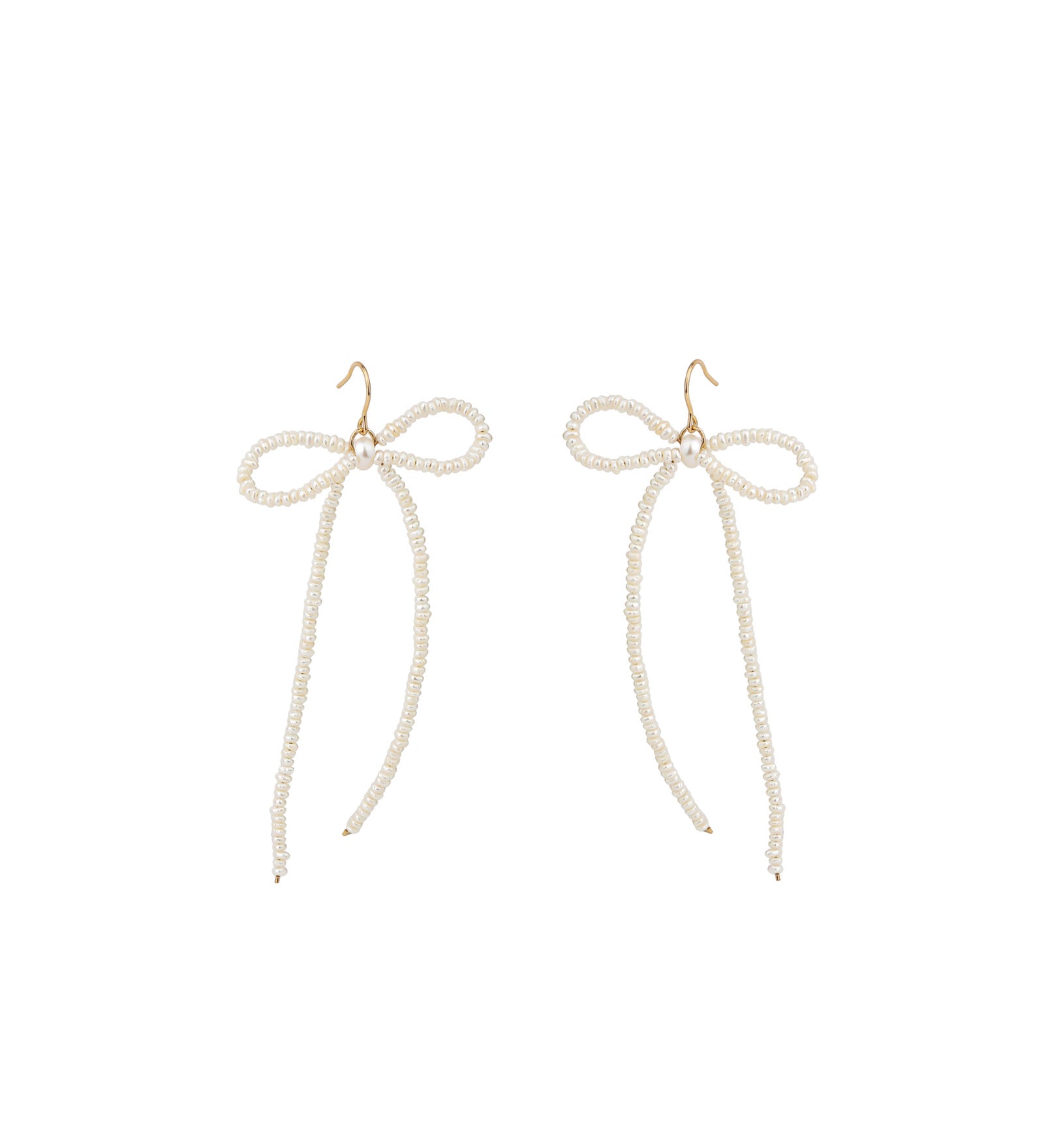 Pearl Long Bow Hooks 14k Gold Filled