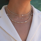 Beaded 6mm Pearl Necklace Sterling Silver, White Pearl