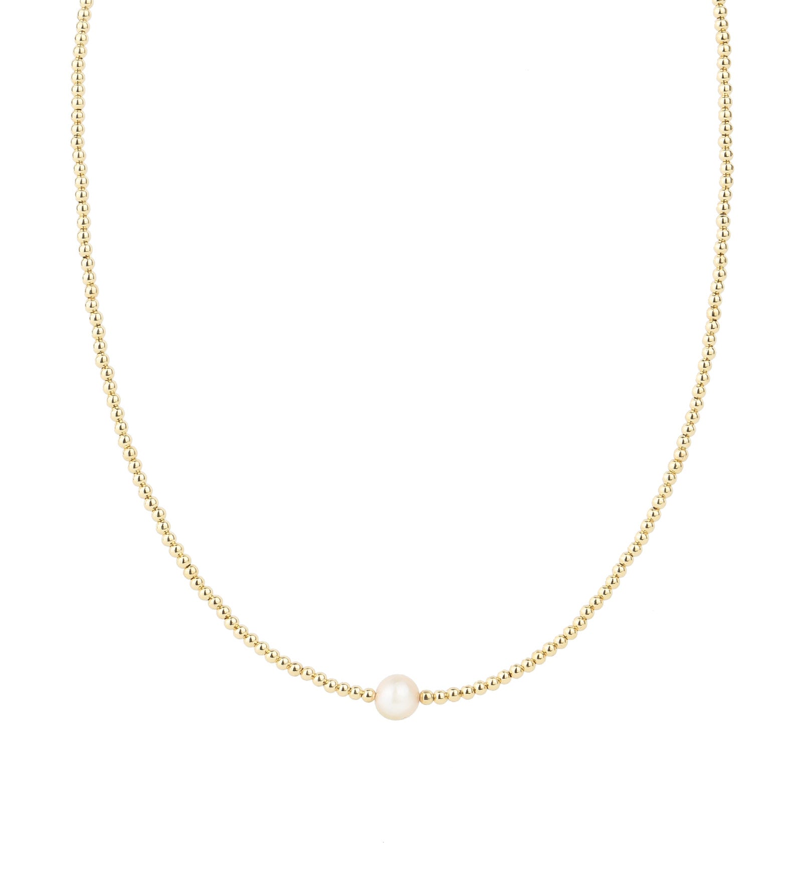 Beaded 6mm Pearl Necklace 14k Gold Filled, White Pearl