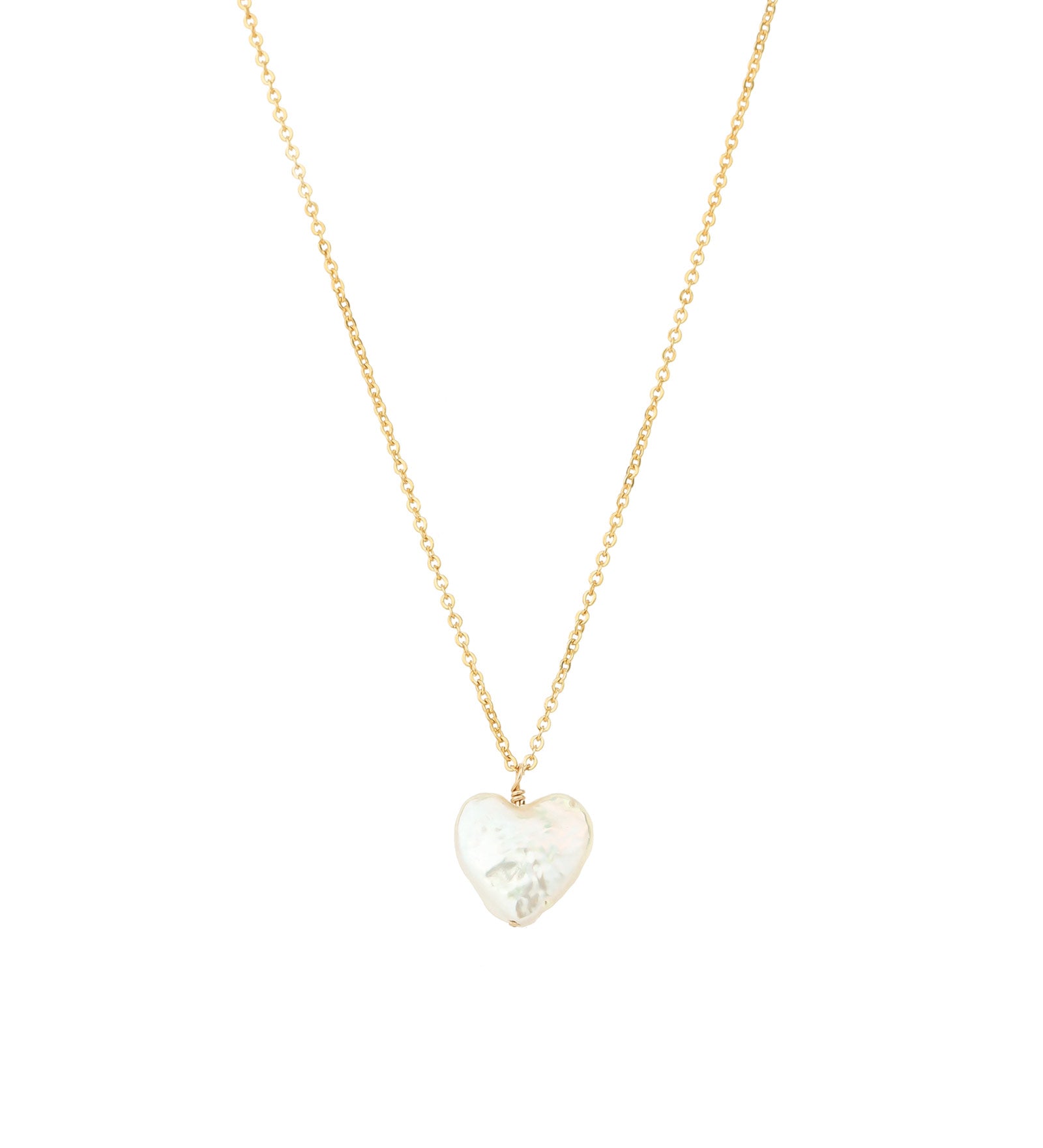 Pearl Heart Drop Necklace 14k Gold Filled, White Pearl