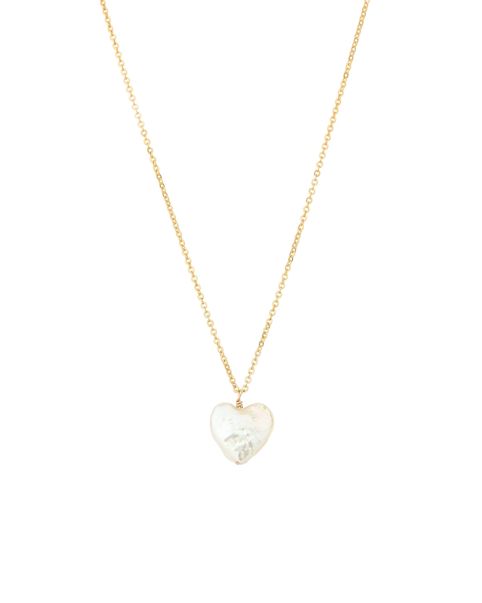 Pearl Heart Drop Necklace 14k Gold Filled, White Pearl