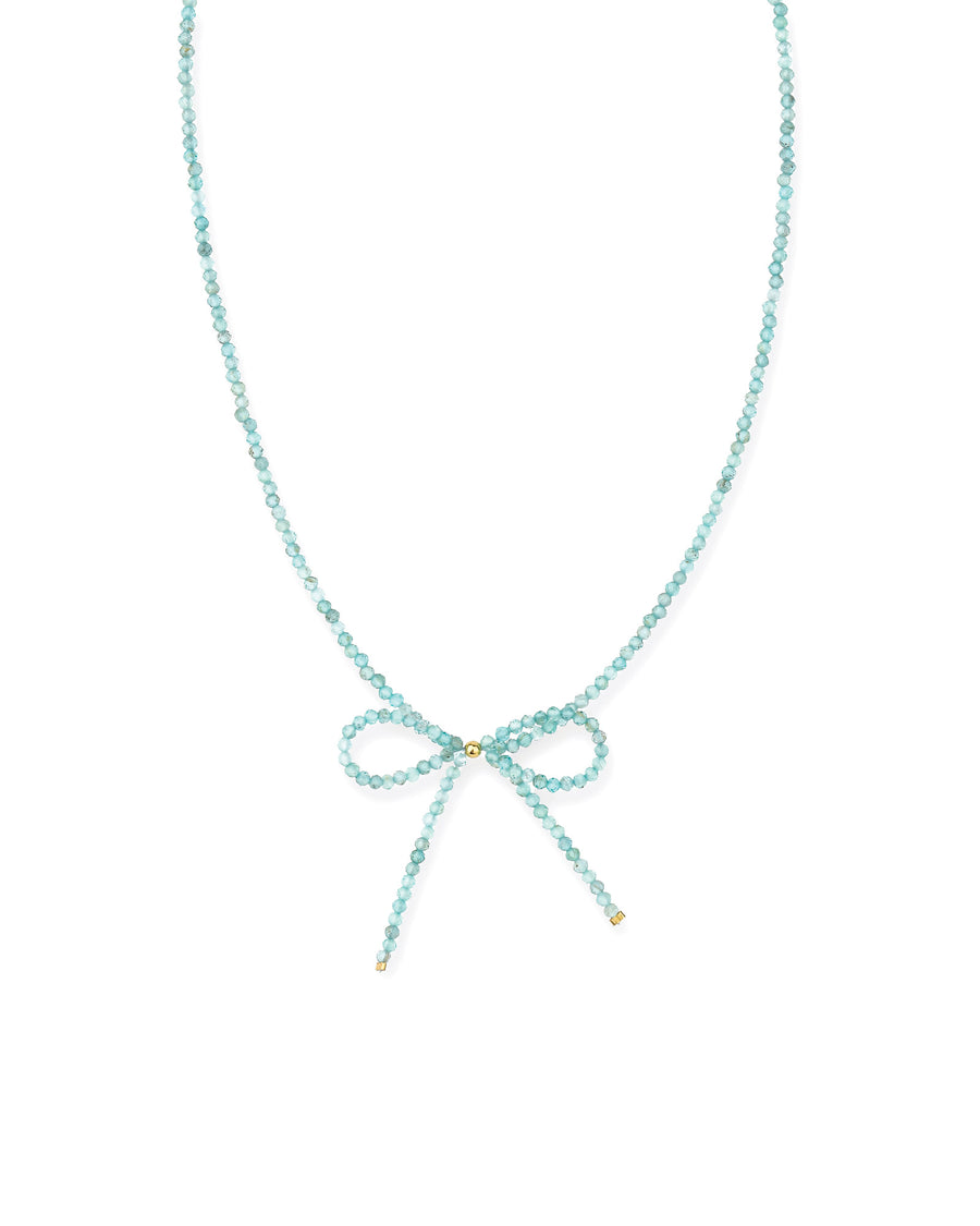 Apatite Bow Necklace 14k Gold Filled, Apatite