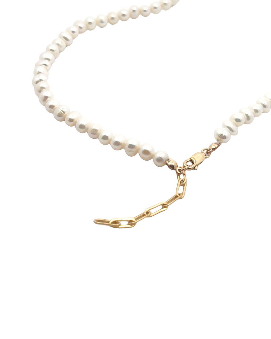 Poppy Rose-Pearl Strand Necklace | 5mm-Necklaces-14k Gold Filled, White Pearl-Blue Ruby Jewellery-Vancouver Canada