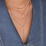 Poppy Rose-Pearl Station Lariat | 3mm-Necklaces-Blue Ruby Jewellery-Vancouver Canada