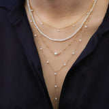 Poppy Rose-Pearl Station Lariat | 4mm-Necklaces-Blue Ruby Jewellery-Vancouver Canada