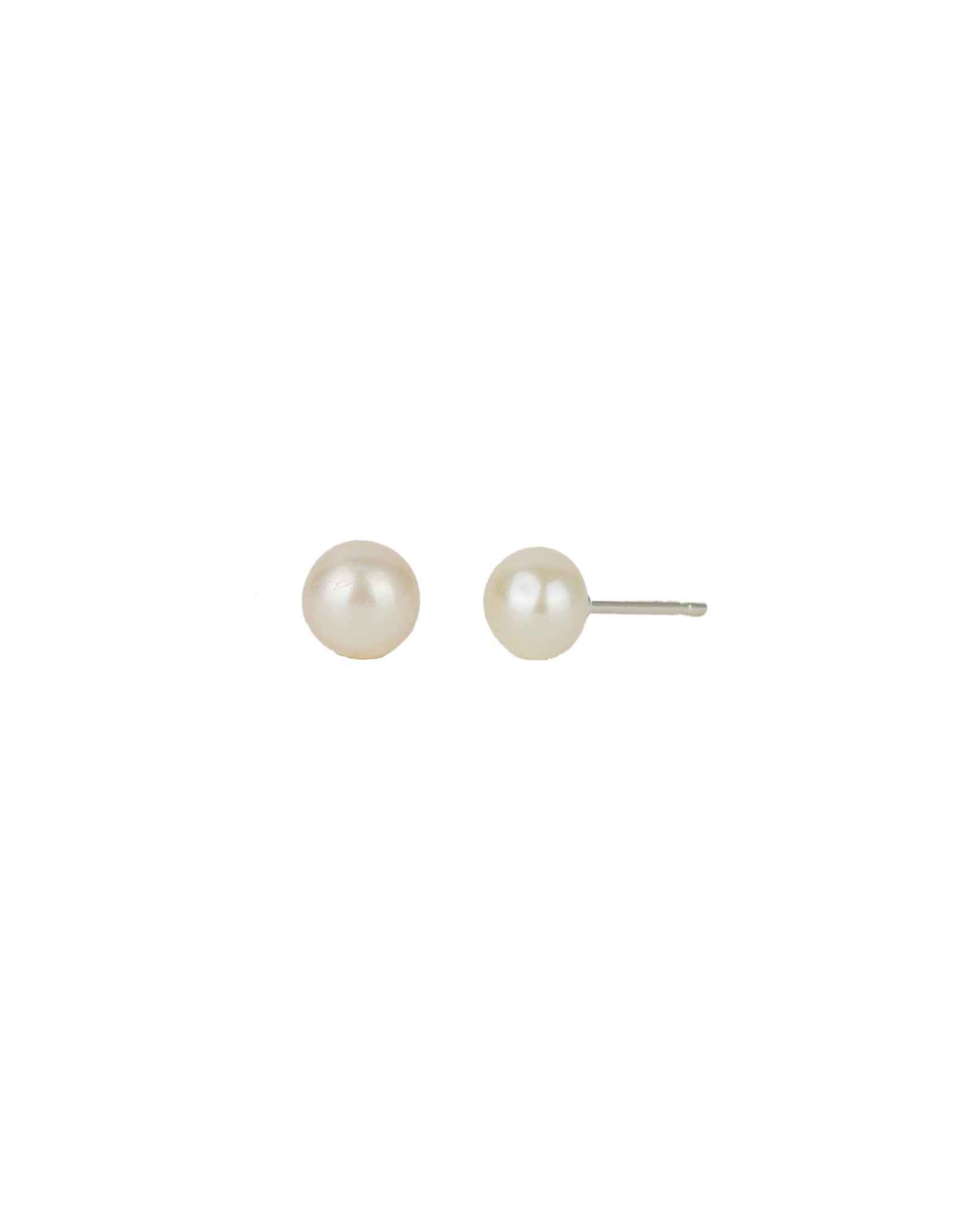 Pearl Studs | 4mm Sterling Silver, White Pearl