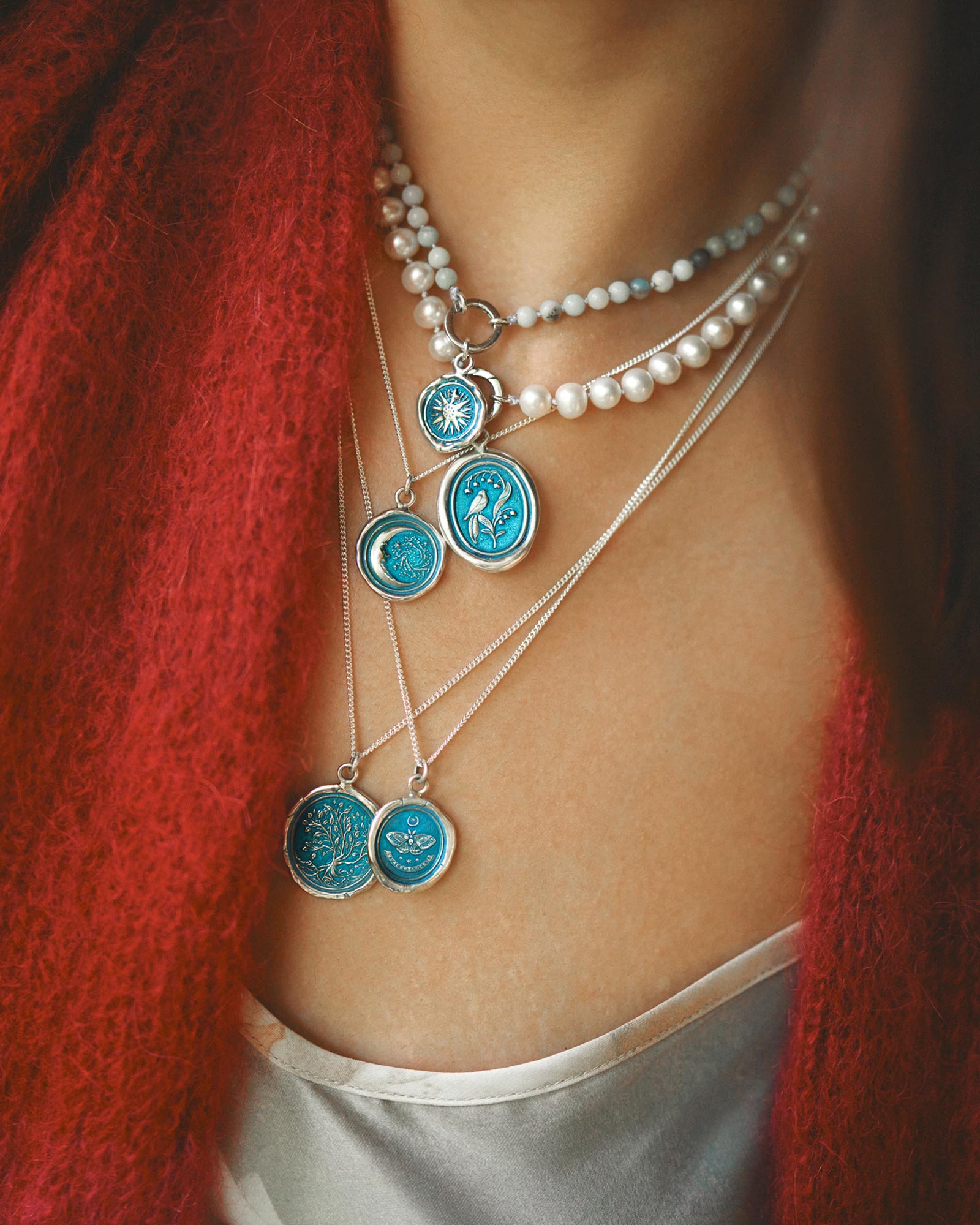 Pyrrha-The World is Your Oyster Necklace | Capri Blue-Necklaces-Blue Ruby Jewellery-Vancouver Canada