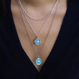 Pyrrha-Direction Talisman | Capri Blue-Necklaces-Sterling Silver, Ceramic Blue-Blue Ruby Jewellery-Vancouver Canada