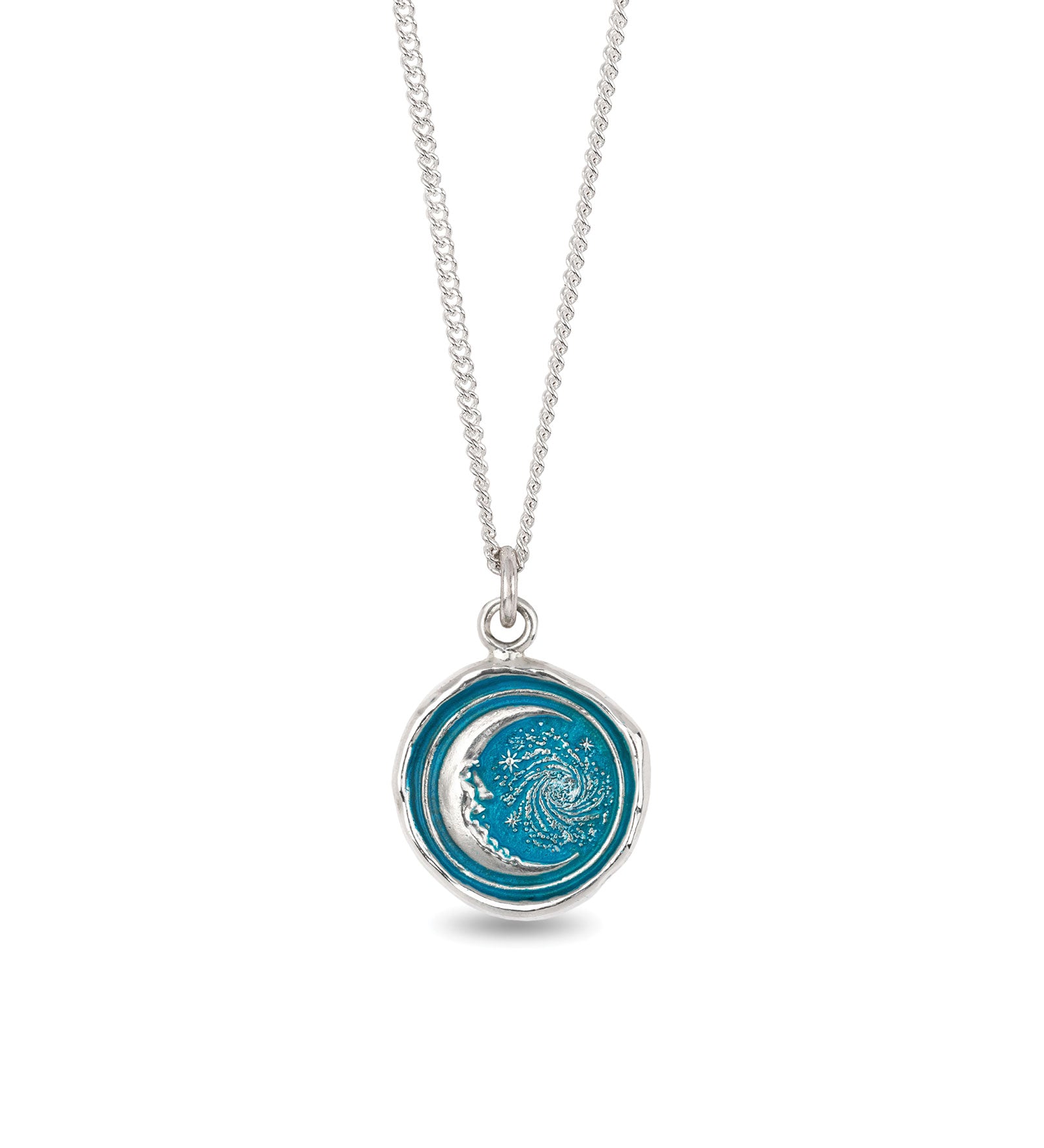 Pyrrha-Trust The Universe Talisman | True Colours-Necklaces-Sterling Silver, Ceramic Blue-Blue Ruby Jewellery-Vancouver Canada