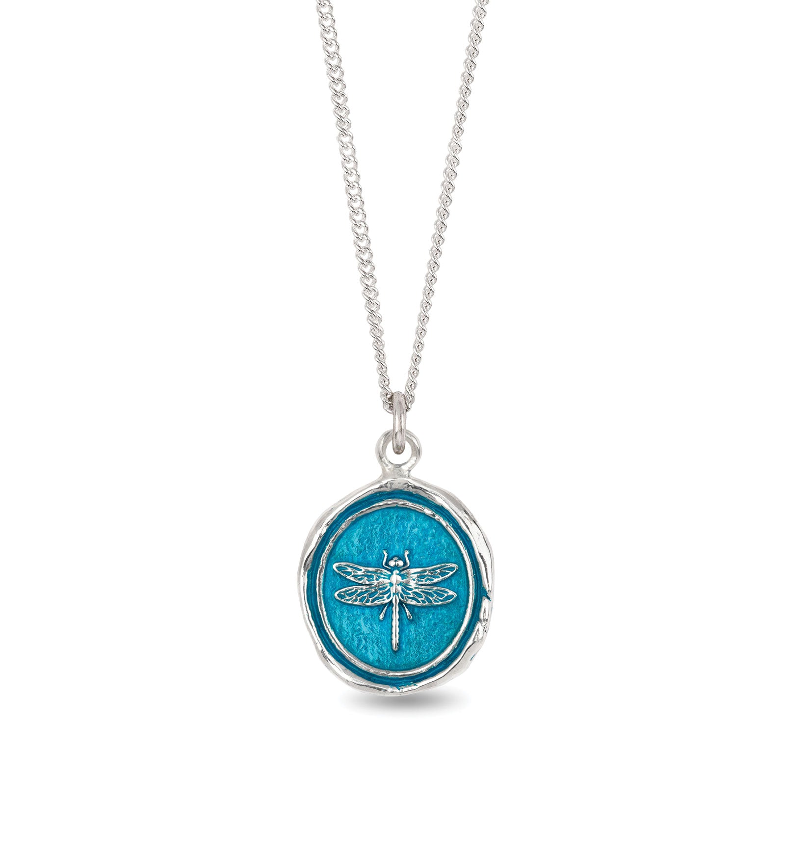 Pyrrha-Dragonfly Talisman | True Colours-Necklaces-Sterling Silver, Ceramic Blue-Blue Ruby Jewellery-Vancouver Canada