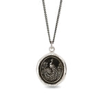 Pyrrha-Peacock Talisman-Necklaces-Oxidized Sterling Silver-Blue Ruby Jewellery-Vancouver Canada