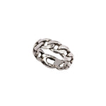 Wide Chain Band Ring Oxdized Sterling Silver / 6