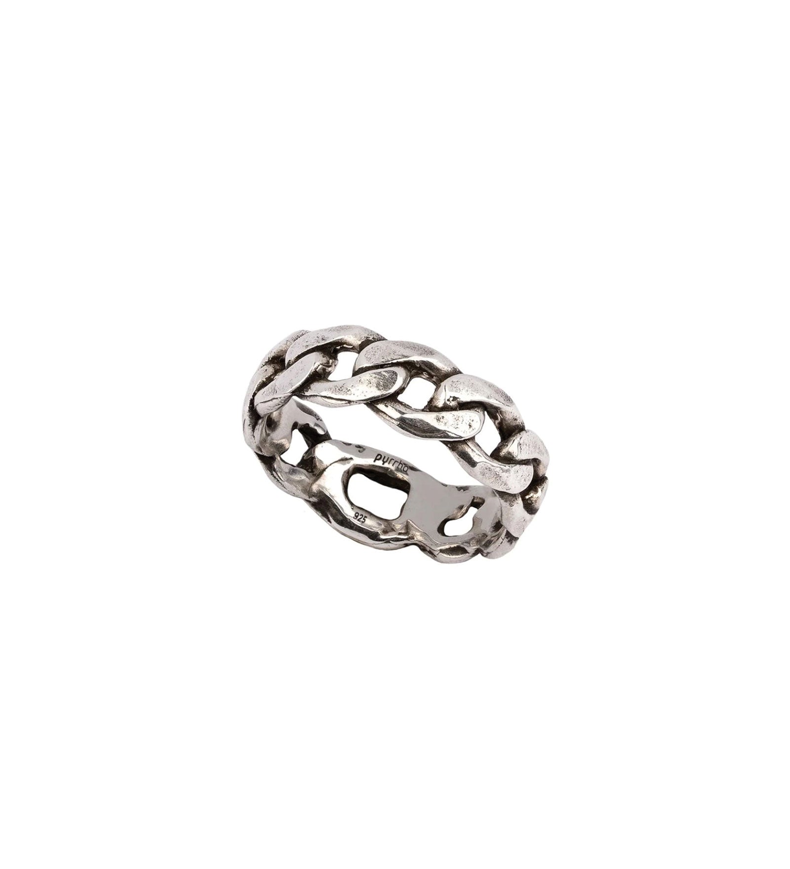 Wide Chain Band Ring Oxdized Sterling Silver / 6