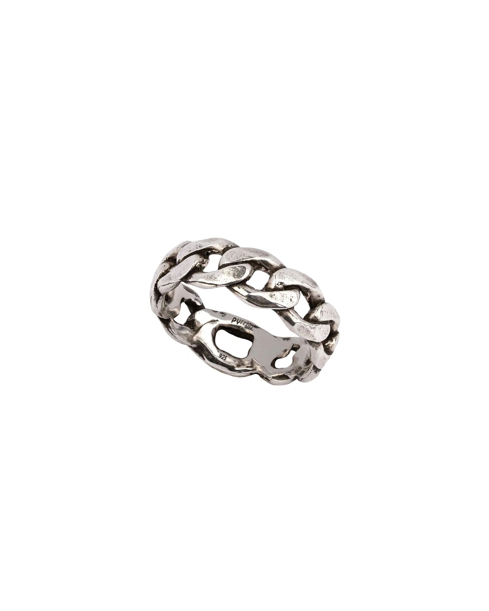 Wide Chain Band Ring Oxdized Sterling Silver / 6