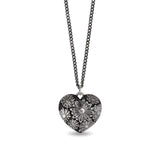 Pyrrha-Daisy Large Puffed Heart Talisman-Necklaces-Oxidized Sterling Silver-Blue Ruby Jewellery-Vancouver Canada