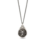 Live Every Moment Diamond Crown Talisman Oxdized Sterling Silver, Diamond