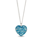 Butterfly Large Puffed Heart Talisman | Capri Blue Sterling Silver, Ceramic Blue