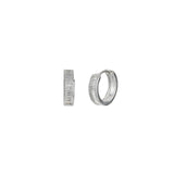 Baguette CZ Huggies | 15mm Rhodium Plated Sterling Silver, Cubic Zirconia