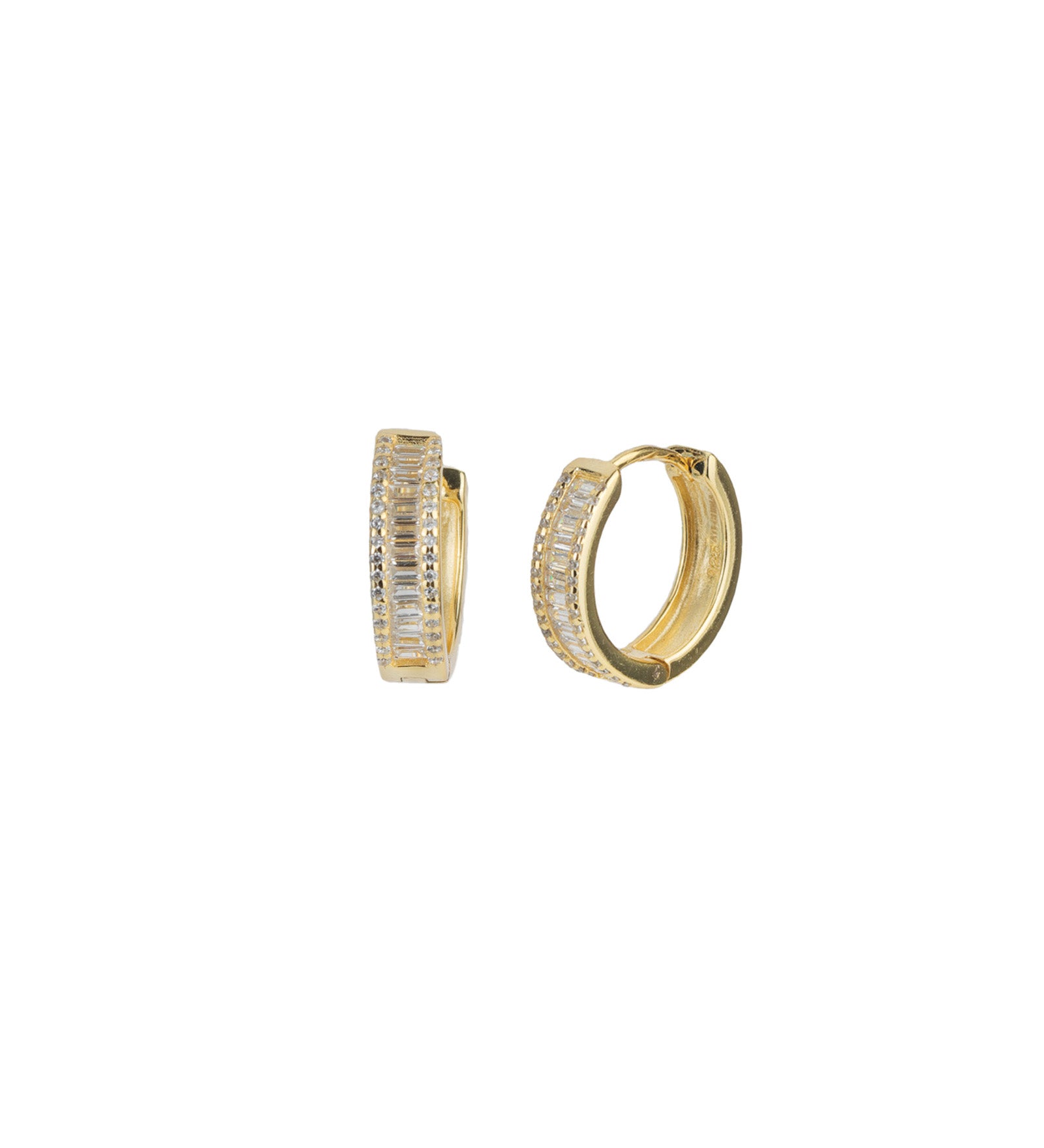 Baguette CZ Huggies | 15mm 14k Gold Vermeil, Cubic Zirconia