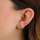 Quiet Icon-Classic Flat Huggies I 12mm-Earrings-Rhodium Plated Sterling Silver-Blue Ruby Jewellery-Vancouver Canada