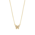 Quiet Icon-Pavé CZ Butterfly Necklace-Necklaces-14k Gold Vermeil, Cubic Zirconia-Blue Ruby Jewellery-Vancouver Canada