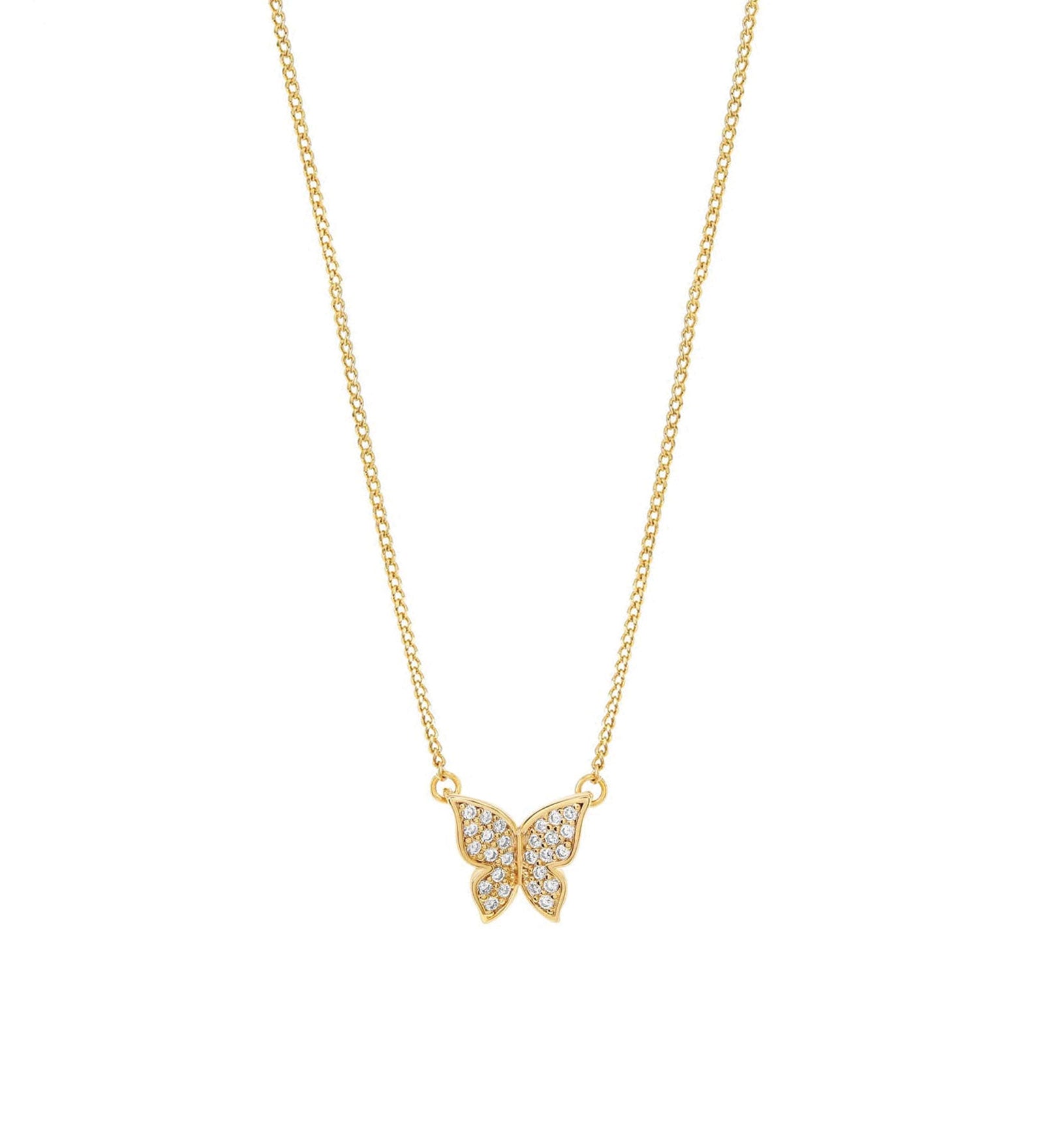 Quiet Icon-Pavé CZ Butterfly Necklace-Necklaces-14k Gold Vermeil, Cubic Zirconia-Blue Ruby Jewellery-Vancouver Canada