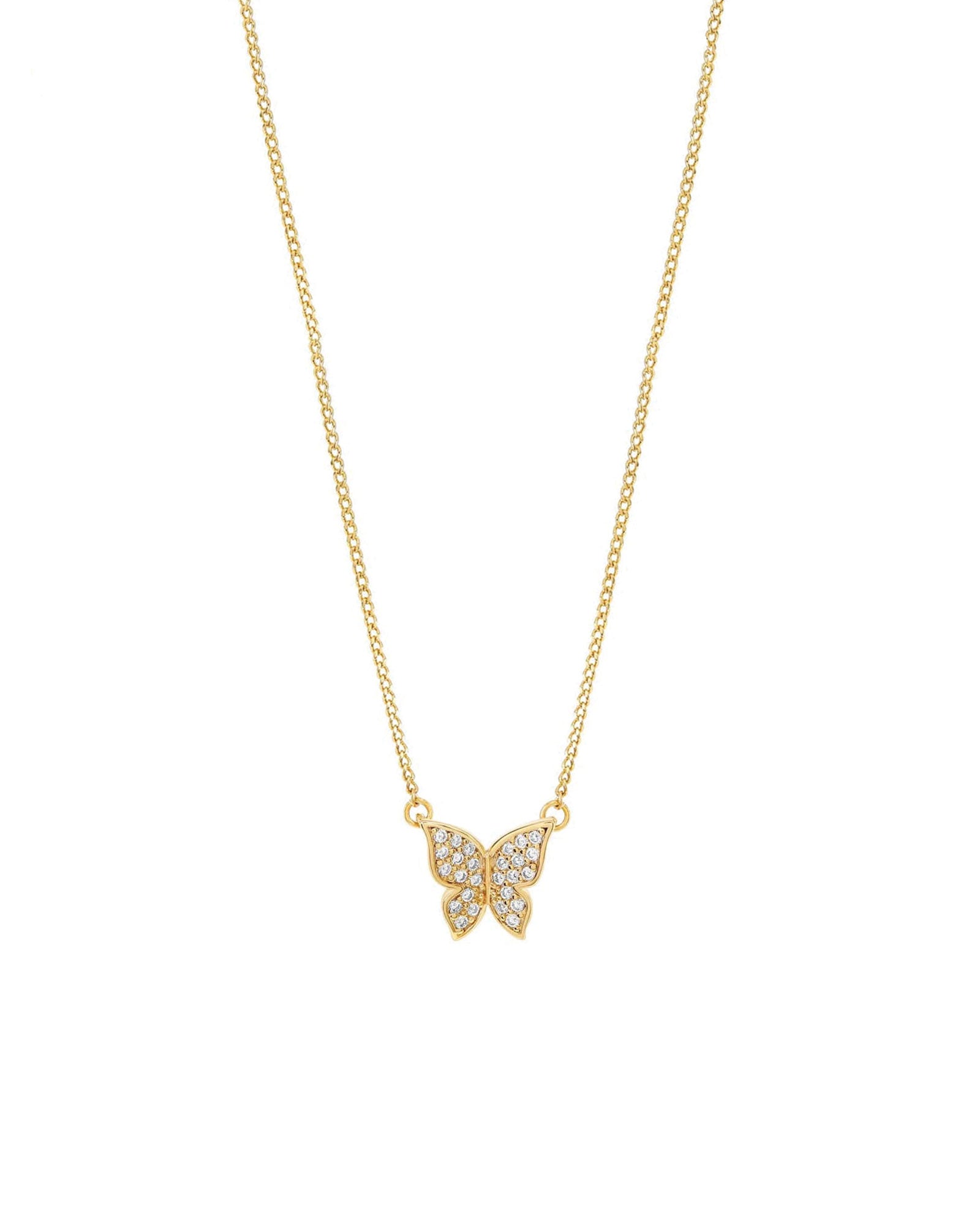 Quiet Icon-Pavé CZ Butterfly Necklace-Necklaces-14k Gold Vermeil, Cubic Zirconia-Blue Ruby Jewellery-Vancouver Canada