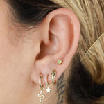 Quiet Icon-CZ Snake Huggies I 10mm-Earrings-14k Gold Vermeil, Blue Cubic Zirconia-Blue Ruby Jewellery-Vancouver Canada