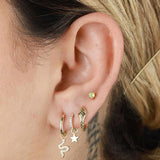 Quiet Icon-CZ Snake Huggies I 10mm-Earrings-14k Gold Vermeil, Blue Cubic Zirconia-Blue Ruby Jewellery-Vancouver Canada