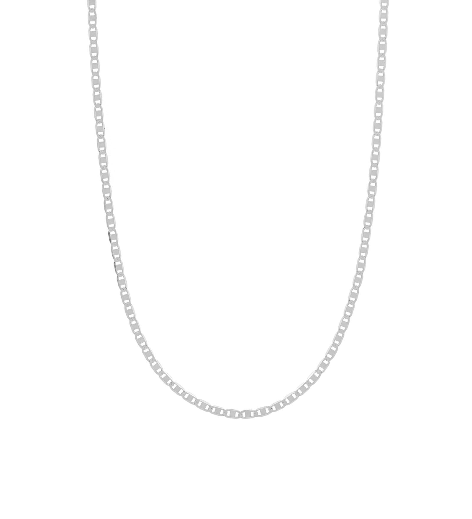 Quiet Icon-Flat Mariner Chain Necklace-Necklaces-Rhodium Plated Sterling Silver-Blue Ruby Jewellery-Vancouver Canada