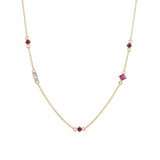 Mixed CZ Station Necklace 14k Gold Vermeil, Pink Cubic Zirconia