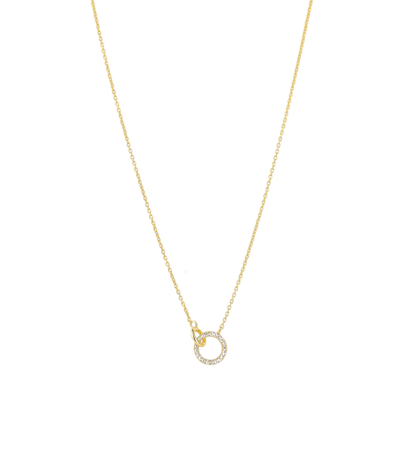 Quiet Icon-Pavé Double Ring Necklace-Necklaces-14k Gold Vermeil, Cubic Zirconia-Blue Ruby Jewellery-Vancouver Canada