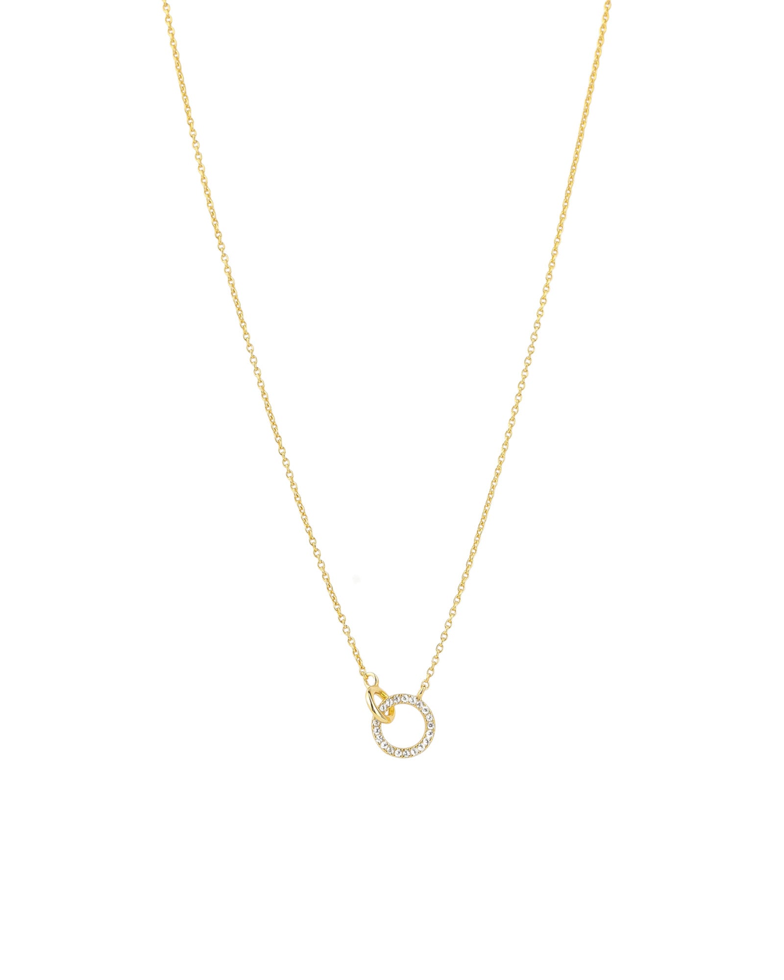 Quiet Icon-Pavé Double Ring Necklace-Necklaces-14k Gold Vermeil, Cubic Zirconia-Blue Ruby Jewellery-Vancouver Canada