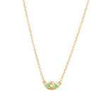 Evil Eye Enamel CZ Necklace 14k Gold Vermeil, Light Blue Enamel