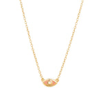 Evil Eye Enamel CZ Necklace 14k Gold Vermeil, Orange Enamel