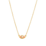 Evil Eye Enamel CZ Necklace 14k Gold Vermeil, Orange Enamel