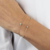 Quiet Icon-5 Bezel Turquoise Chain Bracelet-Bracelets-Blue Ruby Jewellery-Vancouver Canada